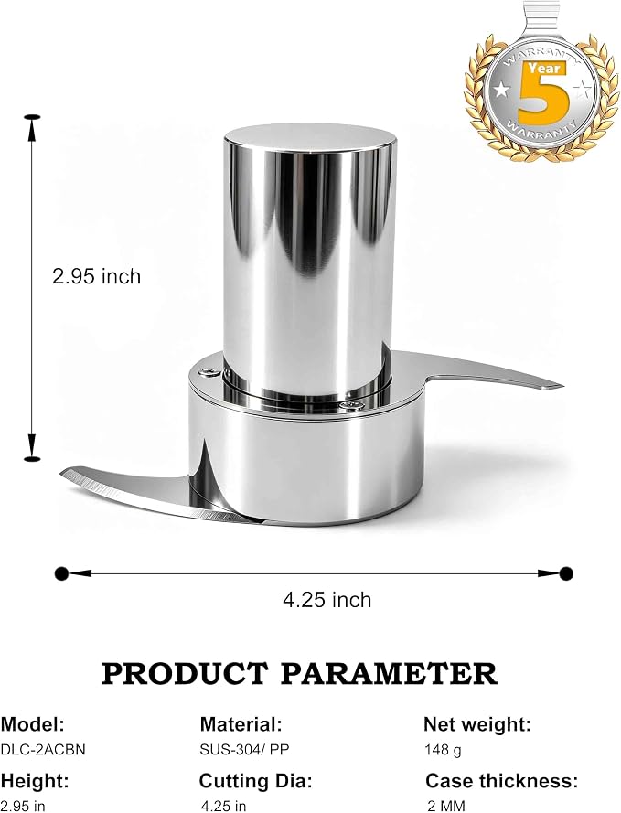 Less-Microplastic DLC-2ACBN Fit for Cuisinart Mini Prep Plus Chopping Blade | Replacement DLC-2A Series Blade, Resists Cracking/ Chipping/ Flaking, Easily Handle Hard Ingredients, Easy Cleanup, Durable