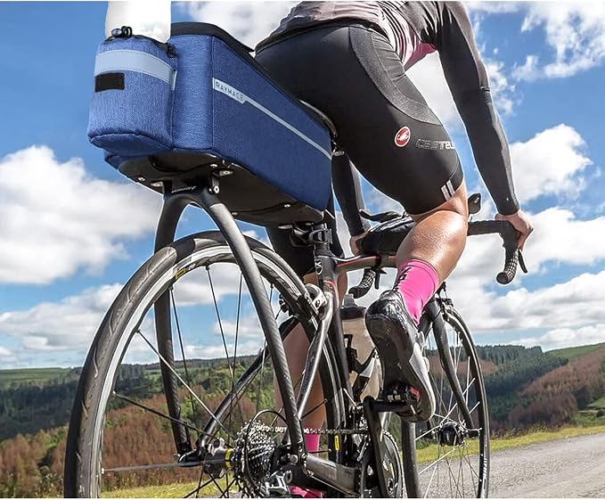 RAYMACE Bike Rear Rack Bag, Bike Trunk Cooler Bag, Bicycle Pannier for Warm or Cold Items (Navy)