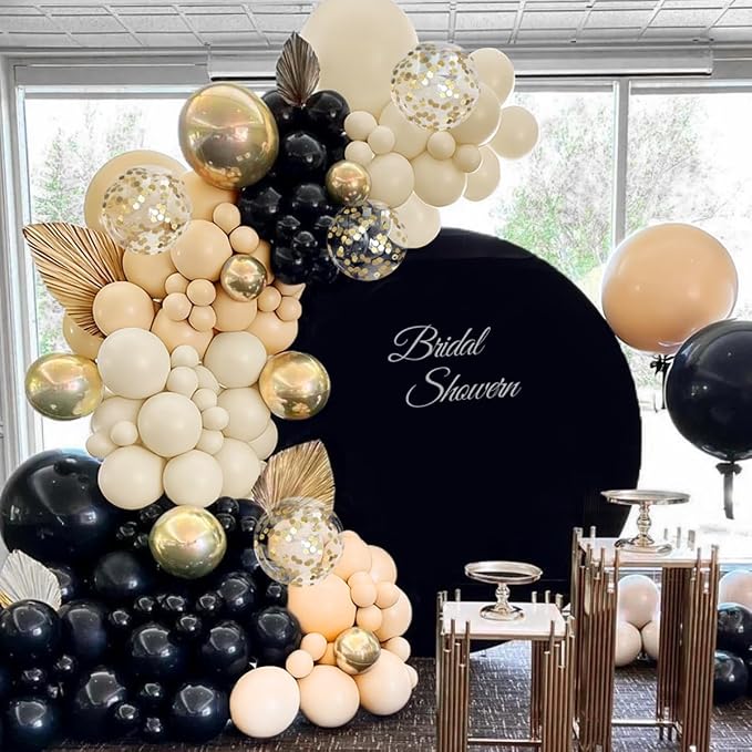 Black Nude White Gold Balloon Garland Arch Kit, 167Pcs Latex Balloons Different Sizes for Boho Birthday Baby Shower Gender Reveal Graduation Wedding Party Decorations
