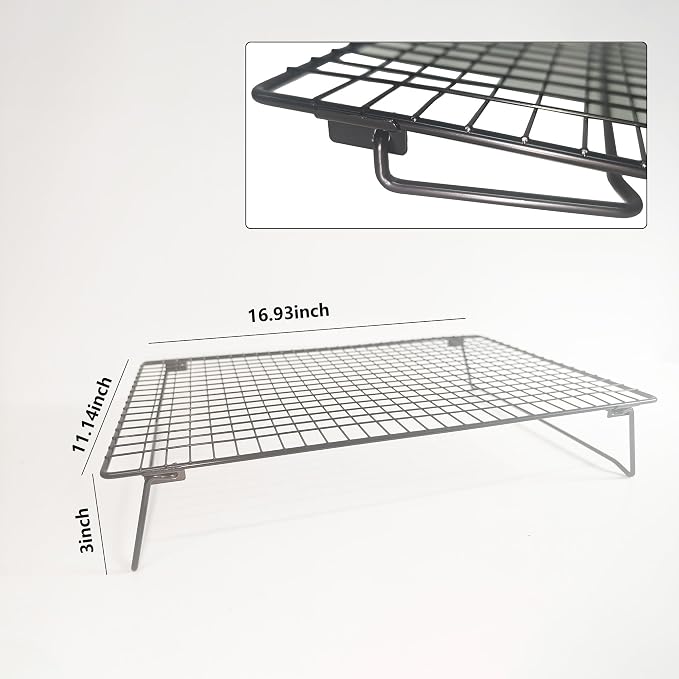Collapsible Cooling Racks for Cooking and Baking，2 Pack Stackable Wire Cooling Rack for Cookie Bread Cake Pizza,Drying,Roasting,Grilling,17 * 11 * 3Inch
