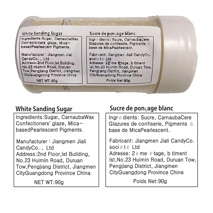 Sentovac White Sanding Sugar for Baking Edible Sparkling Coarse Sugar Crystals Sprinkles for Baking Topping Cake Cookie Cupcake Topper Ice Cream Decoration Supplies 3.2 OZ