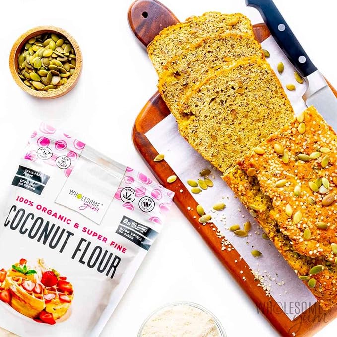 Wholesome Yum Premium Organic Coconut Flour For Baking & More (16 oz / 1 lb) - Low Carb, Gluten Free, Non GMO, Keto Friendly Flour Substitute (Pack of 2)