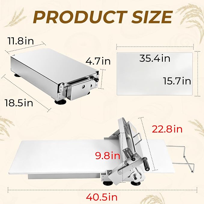 Folding Dough Sheeter Machine, Manual Stainless Steel Dough Roller Machine, 40.5"X22.8" New Pastry Roller for Commercial Home Bakery, Puff Pastry & Pizza