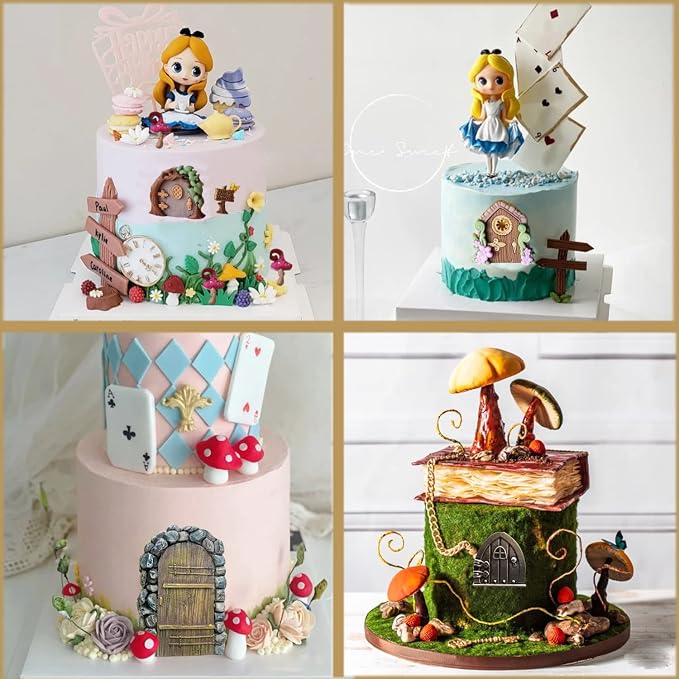Mujiang Enchanted Vintage Fairy Garden Fairy Gnome Home Door Silicone Fondant Mold For Cake Decorating Chocolate Candy Clay Gumpaste Set Of 4