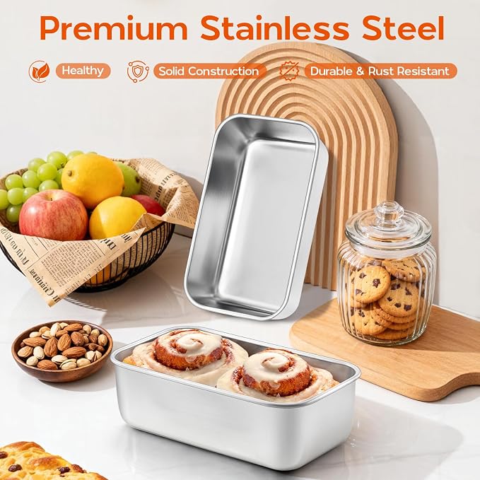 Onader 12 Pack Mini Loaf Pan for Baking Bread, 6¼ x 3⅝ Inch Stainless Steel Bread Pan, Small Meatloaf Baking Loaf Pan for Homemade Sourdough Brownie Cake, Dishwasher Safe