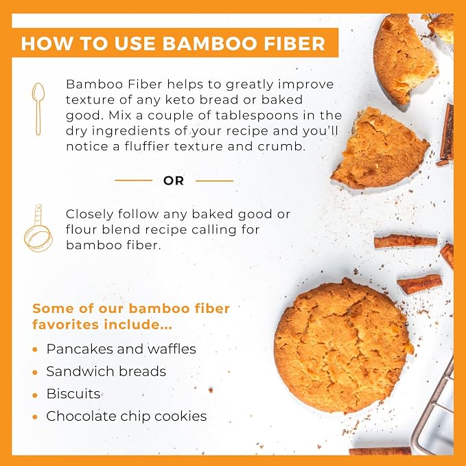 Bamboo Fiber (1.5 lb) 0g Net Carbs, Keto Fiber for Keto and Low Carb Baking, Improves Texture of Keto Baking, Keto-Friendly, Verified Gluten Free, Non-GMO Sourced, Finest Grind of Bamboo Flour