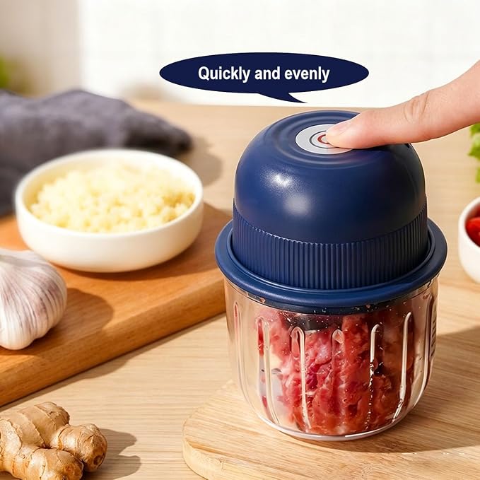 New Upgrade 350ML Glass Bowl Food Processor Small, Electric with Type C Charger Meat Grinder & Food Chopper Meat Grinder for Home Use, Mini Food Processor for Kitchen, Vegetable, Onion, Garlic, Salad