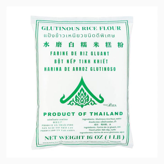 Thairaya Glutinous Rice Flour 16 Ounce Sticky Rice Flour for Mochi, Tangyuan For Baking, Cooking, and Asian Treats Product of THAILAND, All Natural Vegan Gluten free (Pack of1) sticky rice organic flour shiratamako harina de arroz glutinoso mochiko flo...