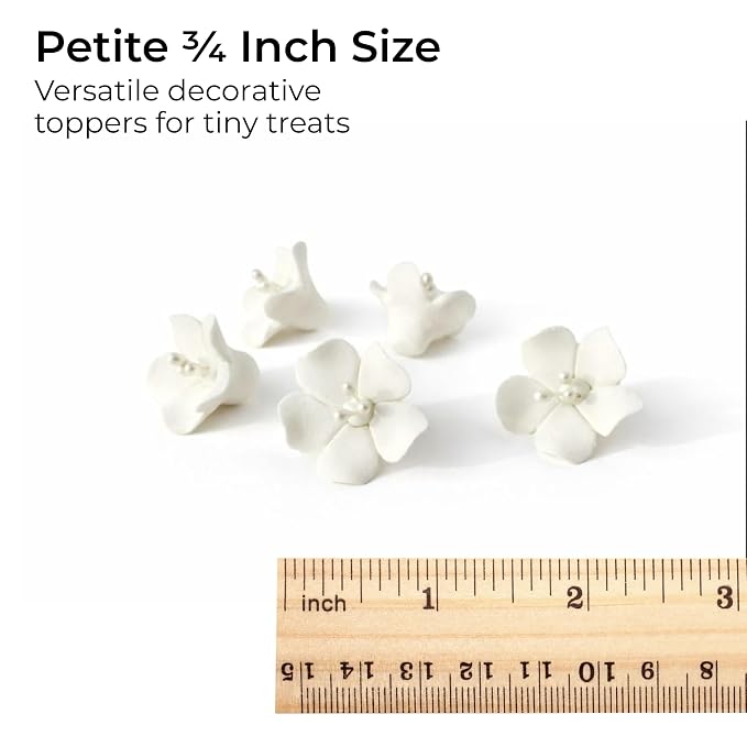 Global Sugar Art Blossom Sugar Wedding Cake Flowers with Pearl Stamens, White Unwired, 24 Count by Chef Alan Tetreault