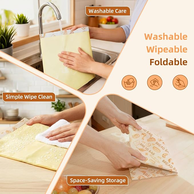 2 Pack Beeswax Bread Bags for Sourdough, XL Reusable Organic Beeswax Linen Cotton Sourdough Bag– Freezer-Friendly & Freshness Preservation, Natural Living Essential, Includes 2 Beeswax Wraps