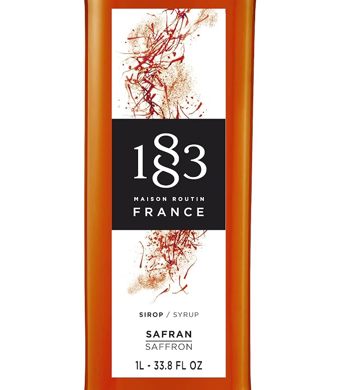 1883 Saffron Syrup for Drinks, Made in France, 1 Liter Glass Bottle