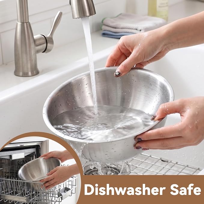 MySHUCE12Pcs Stainless Steel Mixing Bowls with Graduations for Kitchen Home | Metal Serving Salad Bowls Reusable Baking Food Storage Containers for Baking Cooking Salads Soups Fruits Cereal Noodles