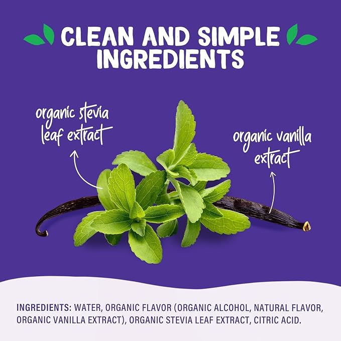 Pyure Organic Vanilla Stevia Liquid Sweetener, Sugar-Free Stevia Drops, Keto Sugar Substitute, Zero Calorie,Zero-Carb, Zero-Sugar, Liquid Sweetener for Coffee,Tea, Baking, 1.8 fl oz Bottle (Pack of 4)