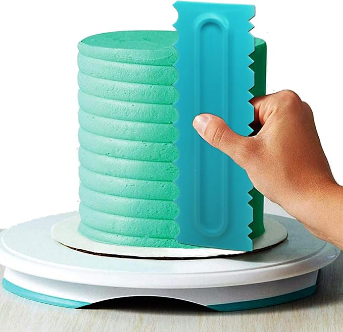 Cake Scraper Polisher Set of 6 Pack Decorating Comb and Icing Smoother Mousse Butter Cream Cake Edge Tools, Plastic Sawtooth 12 Design Textures-Blue