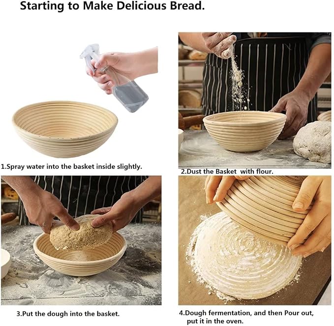 7 inches Round Banneton Basket for Bread Proofing, Dough Proofing Bowls with Removable Liner, Good for Home Sourdough Bakers Baking, 2 Pack
