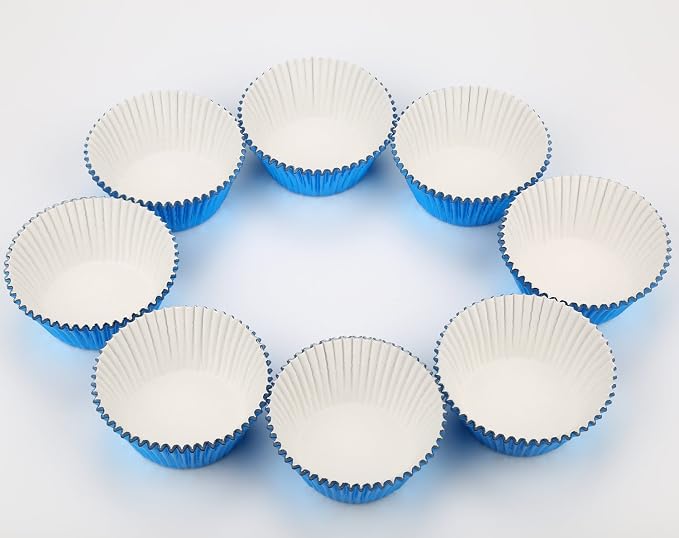 Gifbera Blue Foil Cupcake Liners Standard Muffin Wrappers for Baking, 200-Count