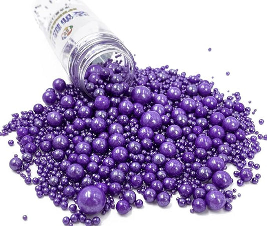 Sprinkles Edible Pearl Sugar Candy Cupcake Cake Topper 120g/ 4.2oz, Decorative Glitter Sprinkle Mix for Baking, Cake and Cookie Decorating (Purple)