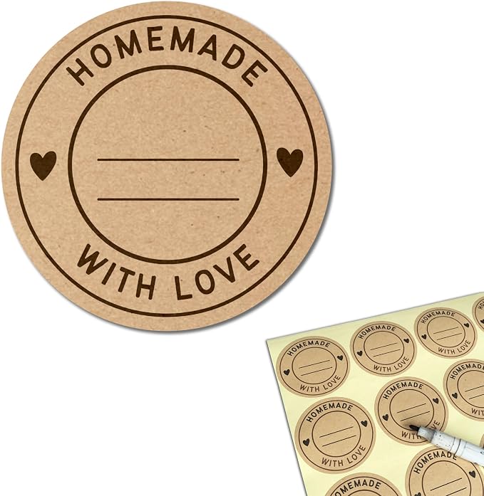 900 Pieces, 2" - Homemade with Love Stickers, Canning Labels for Jars to Write On