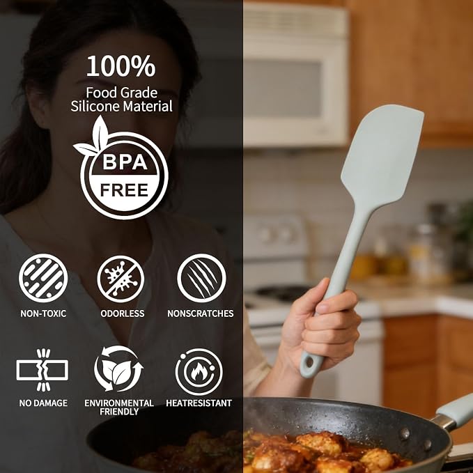 2 PCS Silicone Spatula 11 Inches Heat Resistant,600°F Rubber Kitchen Spatula for Baking, Scraping, & Mixing - BPA Free Nonstick Cookware Safe Flexible Utensil for Cooking (2, Green)