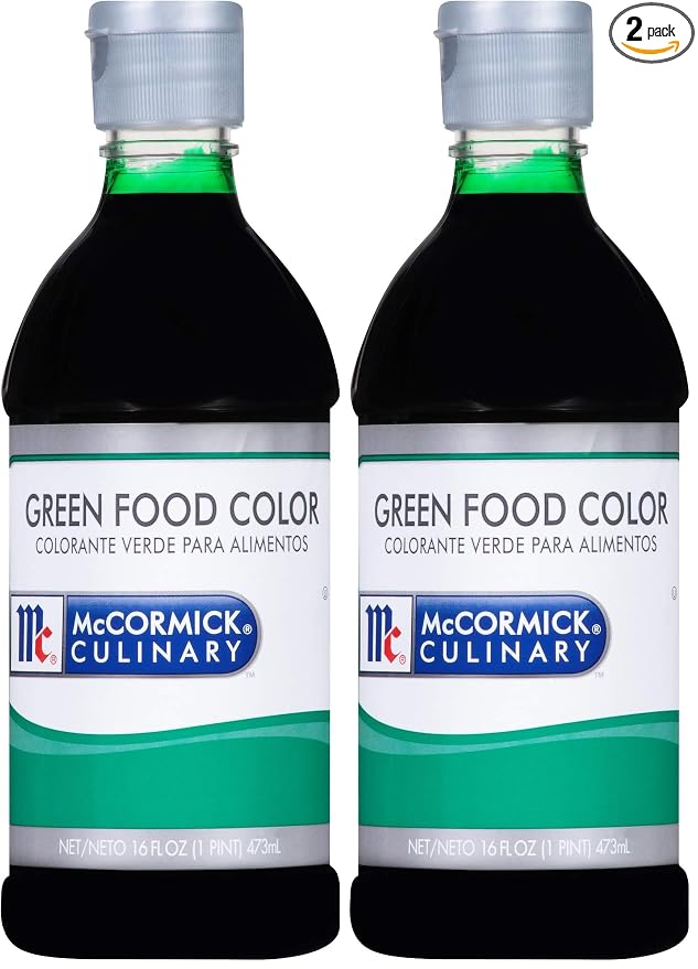 McCormick Culinary Green Food Coloring,- One 16 Fluid Ounce Green_Liquid Food Coloring, Add Vivid Green Color to Cakes, Cookies, Icings and More,16 fl oz (Pack of 2)