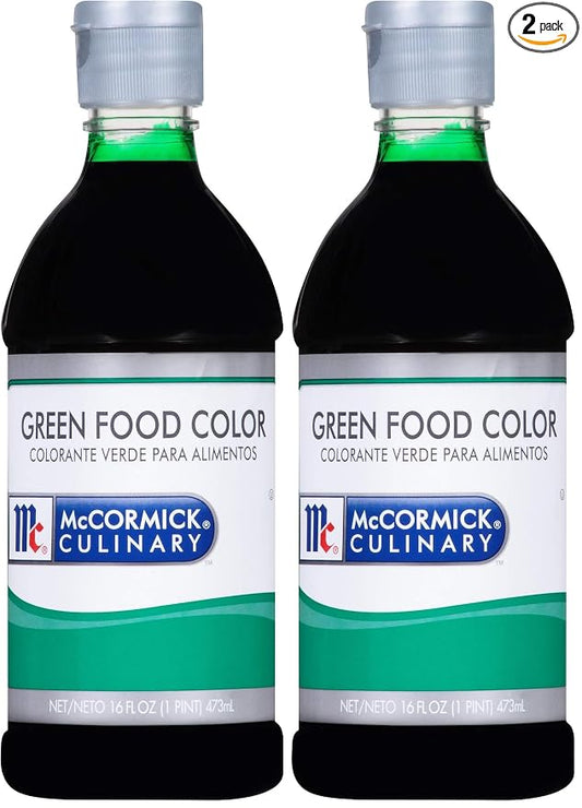McCormick Culinary Green Food Coloring,- One 16 Fluid Ounce Green_Liquid Food Coloring, Add Vivid Green Color to Cakes, Cookies, Icings and More,16 fl oz (Pack of 2)