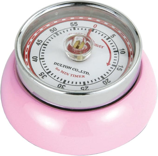 Zassenhaus Magnetic Retro Kitchen Timer, Classic Mechanical Cooking Timer (Pink)