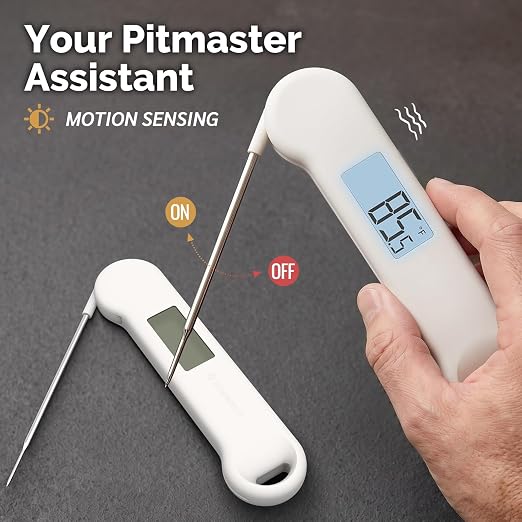 0.5 Sec Instant Read Grill Meat Thermometer Digital Food Cooking BBQ, White