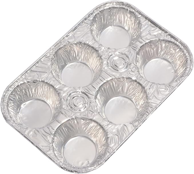 Waytiffer Muffin Pan 6-Cup Cupcake Aluminum Pans Favorite Muffin Tin Size for Baking Cupcakes - Standard Size (6-cup-20Pack)