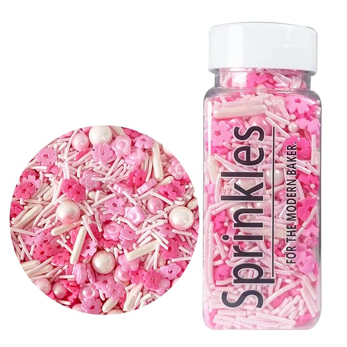 Cherry Flowers Sprinkles for Cake Edible Topper Decorating Pink White Sweets Indeed Perfect for Cake Decorations Ice Cream Cookies Wedding Birthday Parties Cupcake Topper (pink cherry)