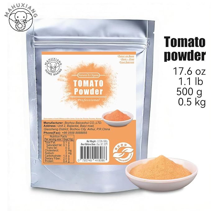 MAHUXIANG Organic Tomato Powder (17.6 oz / 500 g) — Single-Ingredient Powder for Cooking, Baking, Sauces & Seasoning, No Added Salt or Ingredients, Gluten-Free