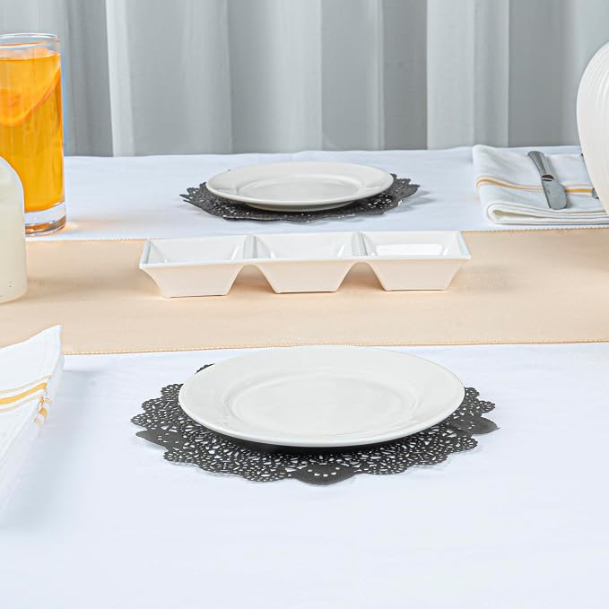 Restaurantware-Pastry Tek 8 x 8 Inch Paper Lace Doilies, 100 Disposable Table Doilies - Elegant Lace Finish, Long Lasting, Navy Blue Paper Placemat, for Pastries, Cupcakes, Desserts