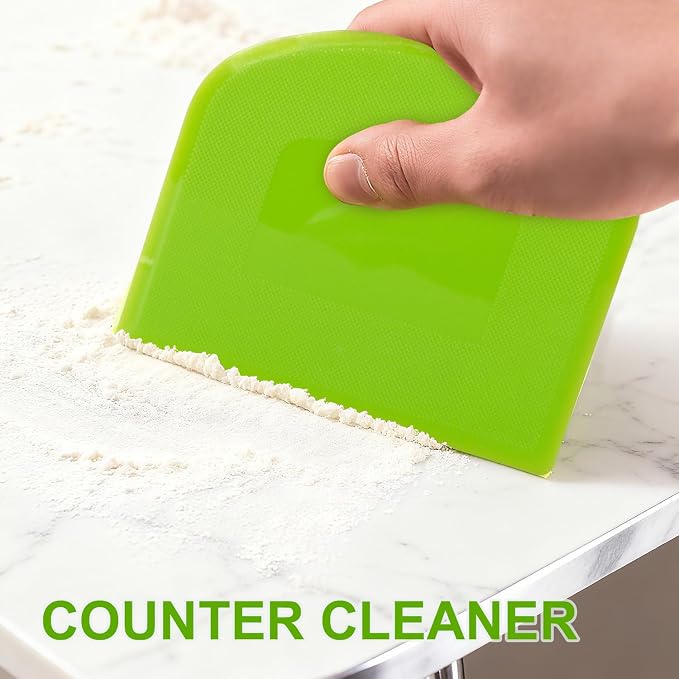 Dough Scraper, Sourdough Bread Baking Supplies, Pizza Cutter, Bowl Scraper, Plastic Dough Scraper, for Non-Slip Bakeware Decorating Tools, Sculpting, Bread Dough (2, green)