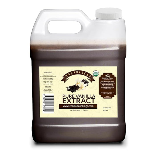 Organic Vanilla Extract - Made with Bourbon Madagascar Vanilla Beans - 1 Gallon – for Baking, Desserts, Home Cooking and Chefs