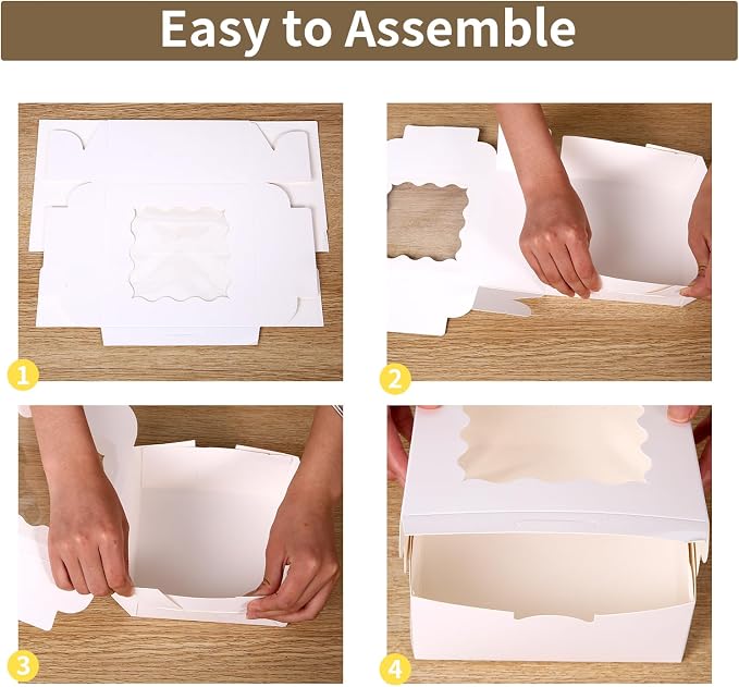 36 pcs 6x6x3 Inches Small Cake Box with Window, Bakery Pastry Cookie Boxes, Mini Pie for Pastry,Dessert,Strawberries,Chocolates, Cupcakes with paper stickers (white)