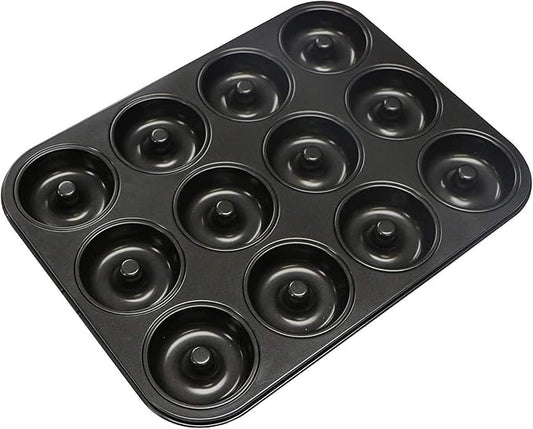 Webake Donut Pan Non-stick Mini Donut Tray Heavy Gauge 2.8 Inch Doughnut Pans for Baking 12-Cavity