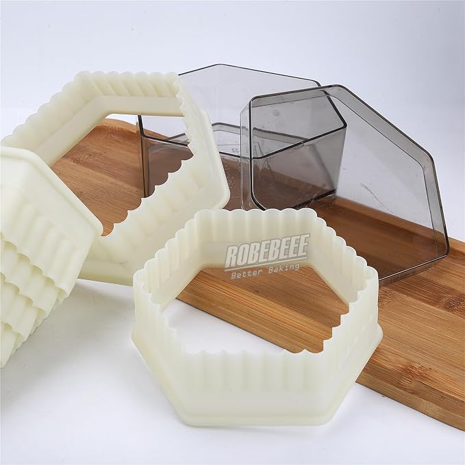 Multi-Shape Nylon Cookie Molds Round Square Star Plastic Geometry Biscuit Cutter Dough Mousse Bread Slicer DIY Bakery Utensils (Fluted Hexagon)