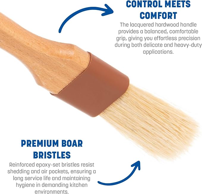 SPARTA Kitchen Basting Brush – 4037200 Basting Brush for Cooking Flat Boar Bristle Brush, Hardwood Handle for Kitchens, Restaurants, Catering, High Heat Food Prep, 1in