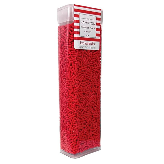 Bright Red Sprinkles Jimmies 4 oz, Sprinkles For Cake Decorating, Baking, Ice Cream & More, The Hampton Candy Company