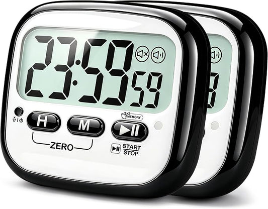 AyayaBoss 2-Pack Magnetic Kitchen Timers for Cooking, Digital Stop Watch Countdown Timer for Kids, Teachers, Classroom, Office, Exercise - Battery Included