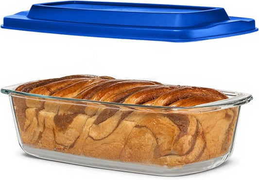 Razab LARGE 7.6 Cups/1800 ML/1.9 Qt Glass Loaf Pan with Lids - Meatloaf Pan BPA free Airtight Lids Grip Handle Easy Carry, Microwave and Oven Safe - Loaf Pans For Baking Bread, Cakes, Glass Loaf Pan