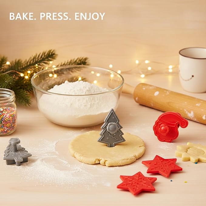 Essential Baking Tool: 3D Embossed Cookie Cutter Set, 4-Piece PP Plastic Cut and Stamp Tool Kit