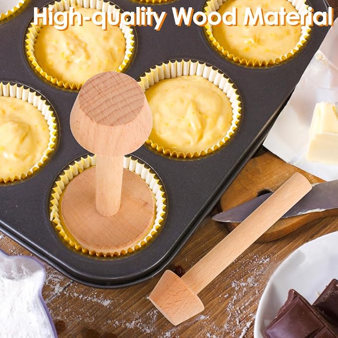 3 Pcs Wooden Tart Tamper Set, Double Side Pie Pastry Dough Tampers, DIY Cake Egg Tart Pan Mold Presser Baking tool for Mini Egg Tart Shells,Pastry, Cheesecake, Mini Pie and Dessert Baking