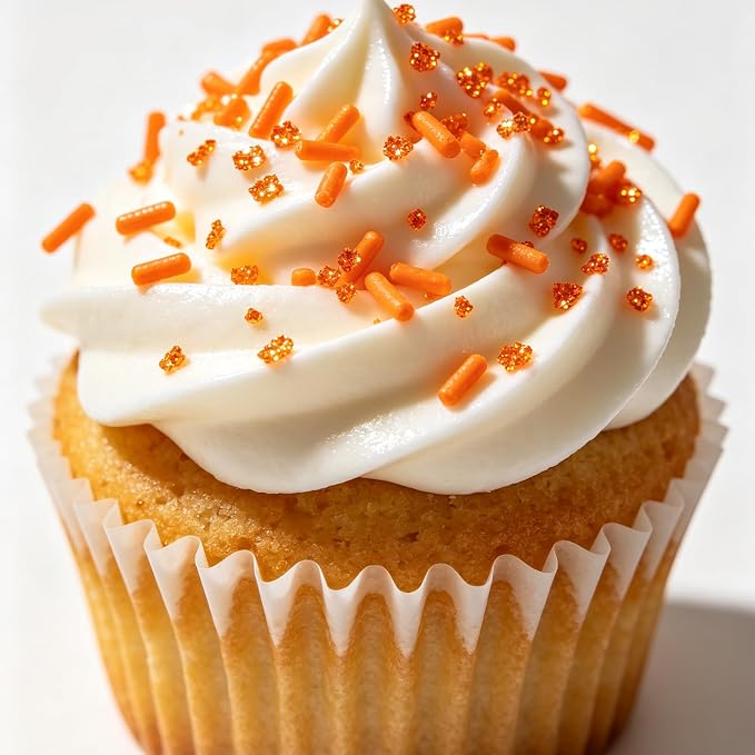 Homipooty Orange Soft Jimmies Sprinkles Edible Candy Jimmies Sprinkles for Cake Decorating 78g/2.75oz Cookie Cupcake Topper Ice Cream