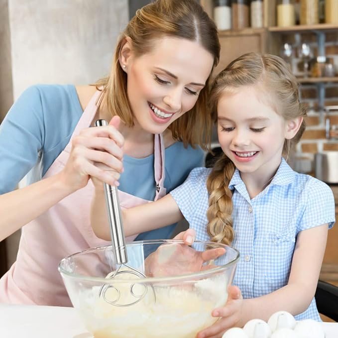 Large Danish Dough Whisk Bread Mixer, Premium Stainless Steel Dutch Whisk for Bread, Pastry or Pizza Dough - Perfect Baking Tool Alternative to a Blender, Mixer or Hook