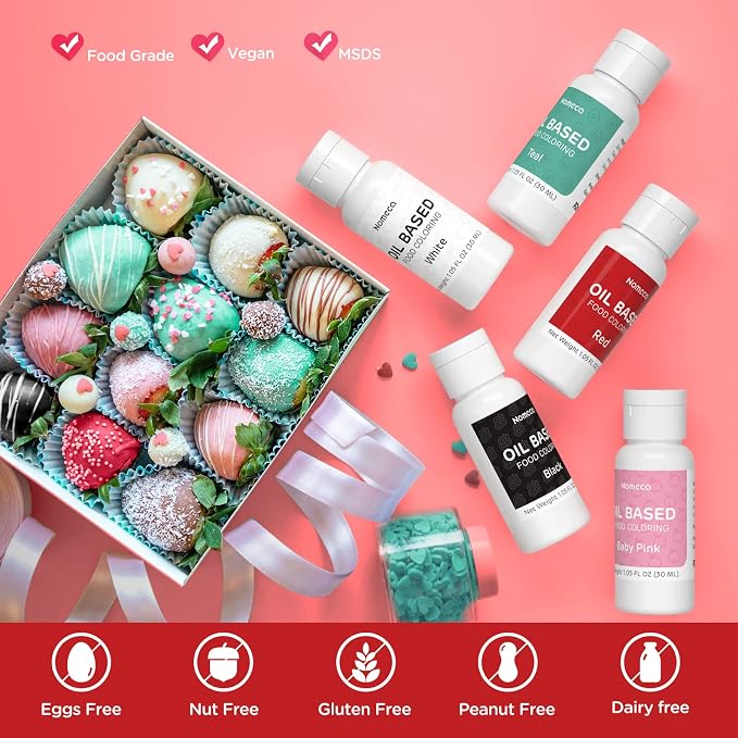 Upgraded Oil Based Food Coloring for Chocolate - 30 Milliliters Oil Red Food Color for Baking Cake Decorating, Edible Food Dye for Candy Melts Cookies Icing Fondant Meringues