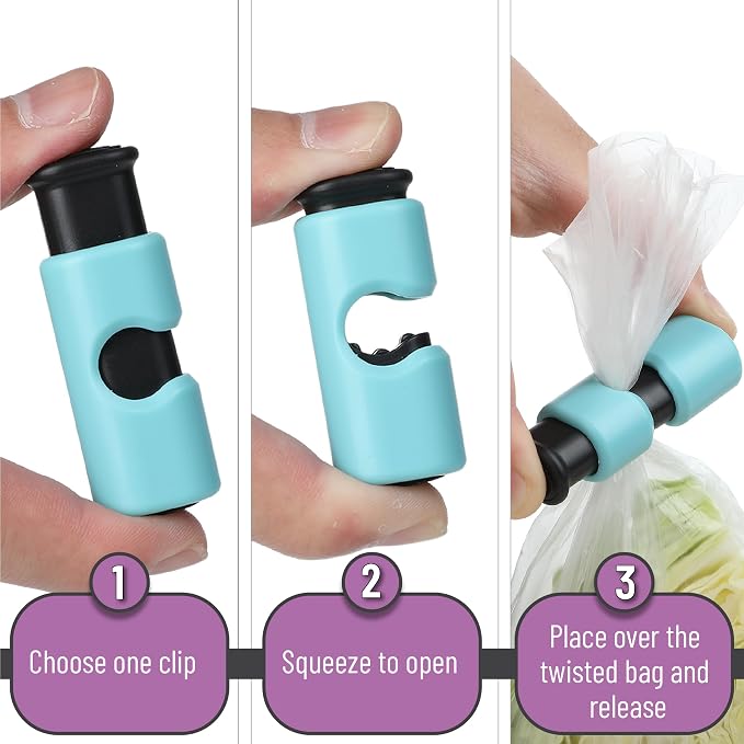 Mr. Pen- Squeeze and Lock Bread Bag Clips, 2.4 Inch, 8 Pack | Multicolor Squeeze Lock Clips, Reusable Bag Closures for Bread, Snacks, Coffee, Food Storage, Fits Thick and Thin Bags