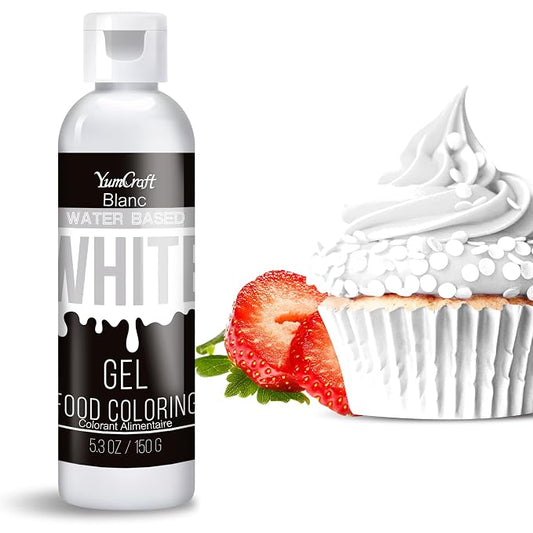 Food Coloring Gel - Vibrant Color Gel Food Coloring for Cake Decorating, Baking, Easter Egg, Icing - Tasteless Food Color Dye for Fondant, Cooking, Airbrush (White, 5.3oz)