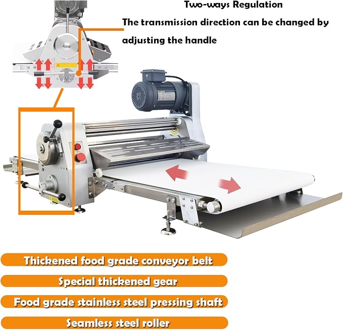 INTSUPERMAI Dough Sheeter Machine 23.6" Commercial Dough Press Roller Sheeter Fondant Sheeter Pasta Machine for Croissant, Puff Pastry, Marzipan