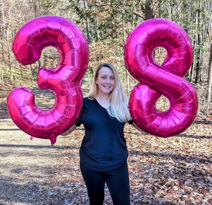 Numbers Balloon 3, 40 Inch Large Rose Purple Balloon for Three Year Old Birthday Decor, 3 13 30 31 Birthday Party Decorations for Wedding Supplies