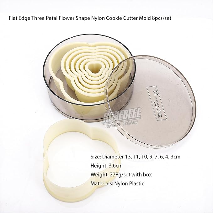 Multi-Shape Nylon Cookie Molds Round Square Star Plastic Geometry Biscuit Cutter Dough Mousse Bread Slicer DIY Bakery Utensils (Flat Three Petal)